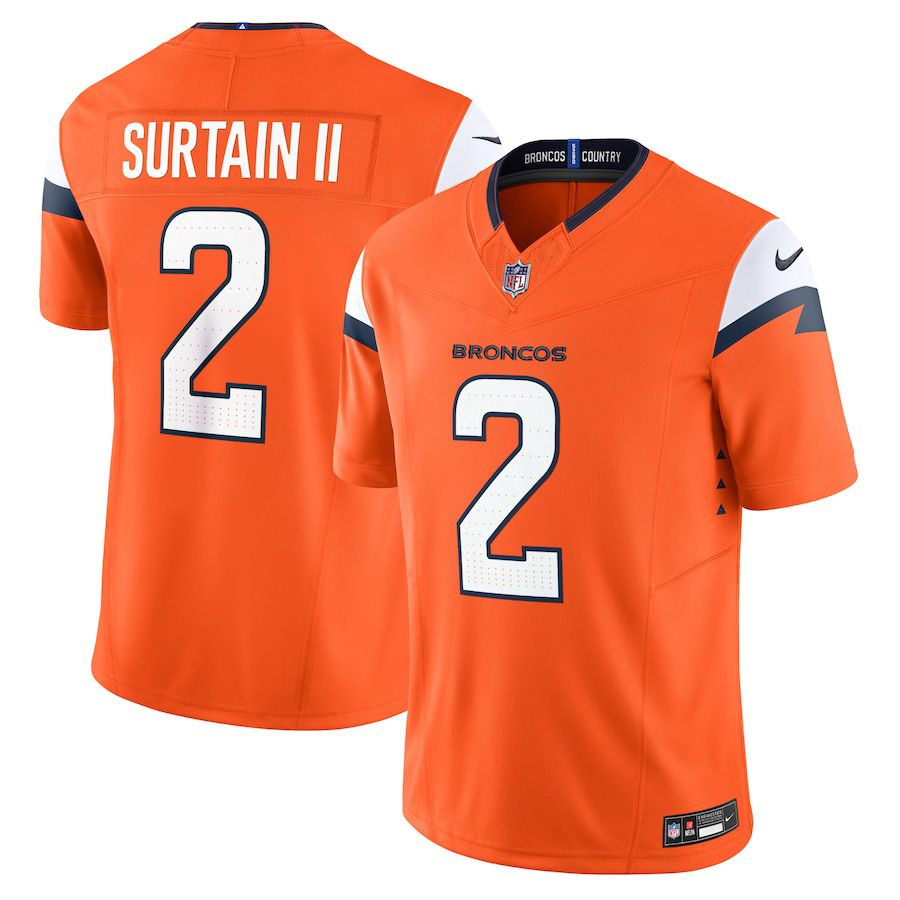 Men Denver Broncos #2 Patrick Surtain II Nike Orange Vapor F.U.S.E. Limited NFL Jersey->->NFL Jersey